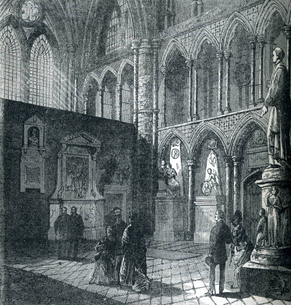 ilustrações, clipart, desenhos animados e ícones de interior do canto dos poetas da abadia de westminster - charles dickens