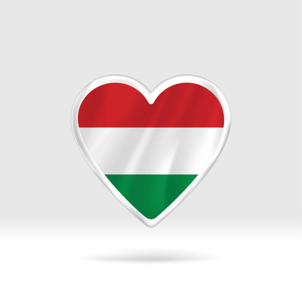 ilustraciones, imágenes clip art, dibujos animados e iconos de stock de corazón de la bandera de hungría. estrella de botón plateado y plantilla de bandera. - hungary hungarian culture hungarian flag flag