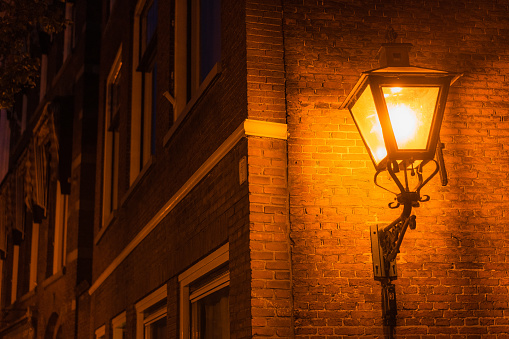 Scenic view of Leiden at night, the Netherlands