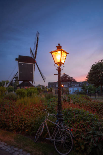 Scenic view of Leiden at night, the Netherlands