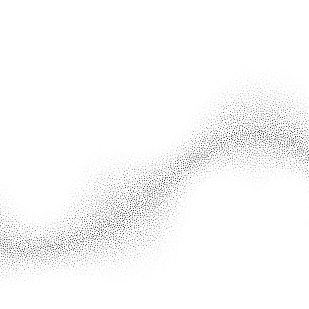 illustrations, cliparts, dessins animés et icônes de fond de texture d’onde de grain. le bruit noir parème la forme ondulée. motif de point de bruit de courbe. bannière à pointillés grunge abstraite. effet vectoriel de bruit stochastique pointillé - stochastic
