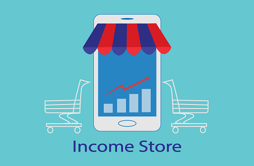 Income Story.Online shopping concept, project management.