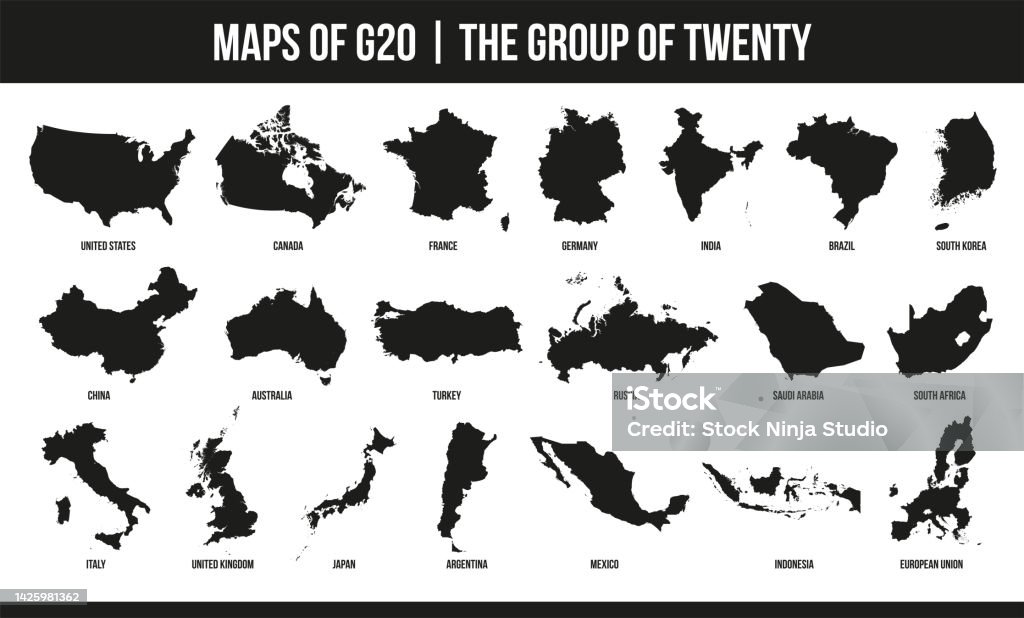 G20 Postcode Map G20 Maps Group Of Twenty Intergovernmental Forum G20 Isolated Vector ...