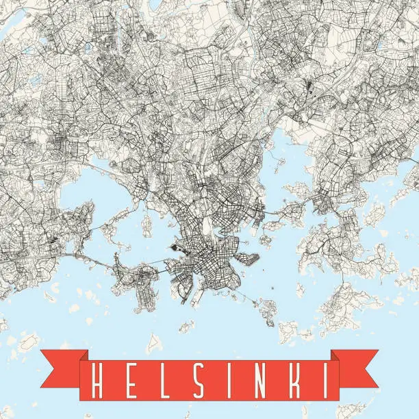Vector illustration of Helsinki, Finland Vector Map