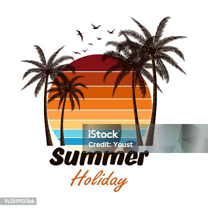 istock Summer Holiday Tropical Sunset With Palm Trees 1425990366
