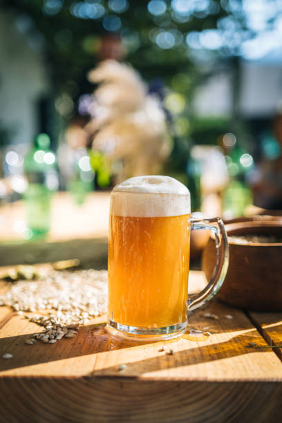 istock Fresh honey beer with foam in mug 1425991567