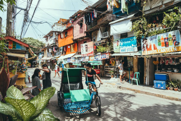 Crowded and poor area in Manila, Philippines stock photo