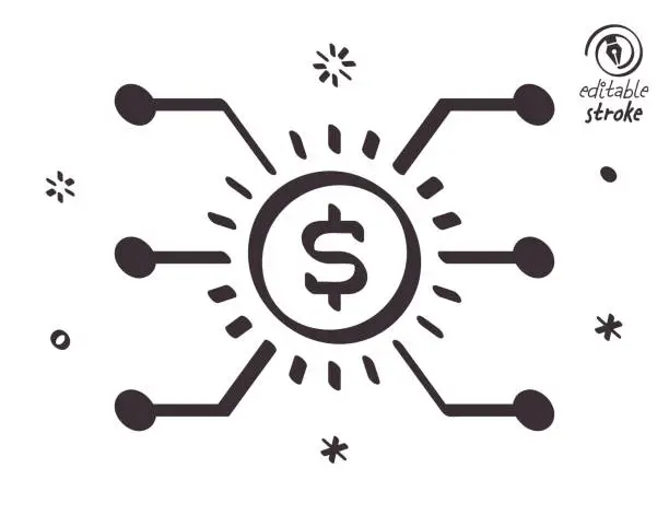 Vector illustration of Playful Line Illustration for Federal Reserve Bank