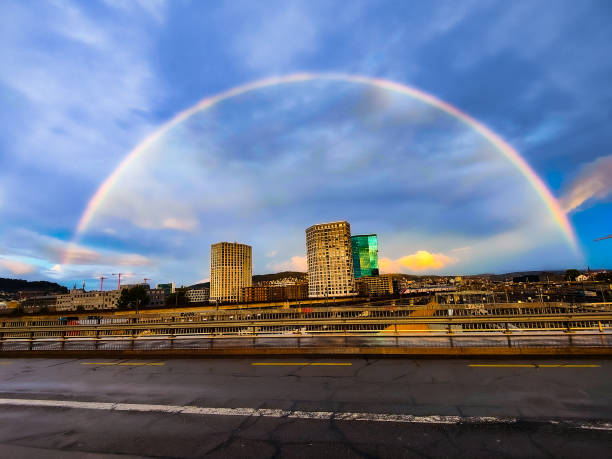 istock Rainbow over the Prime Tower in Zurich 1425994500