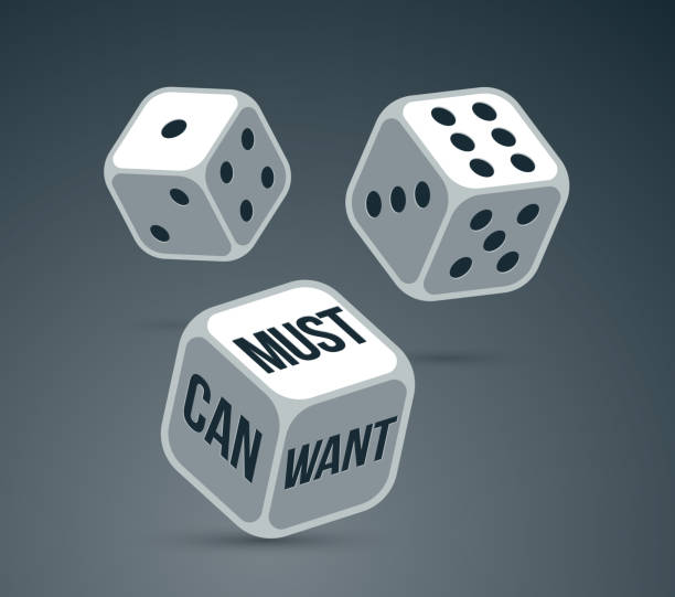 istock Can want and must vector business concept with rolling dices, motivation and plan. 1426004568