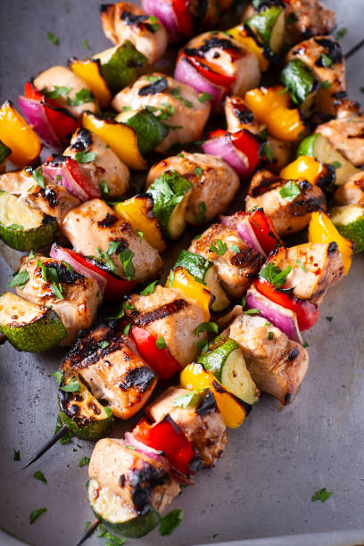 Grilled Chicken Kebabs stock photo