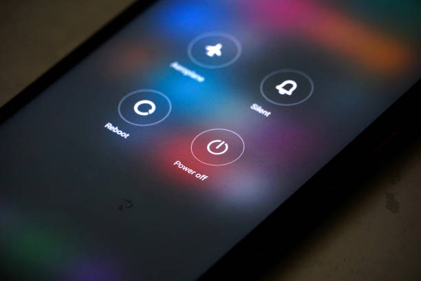power off and other icons on a smartphone screen