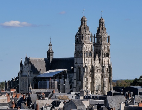 Saint-Gatien Cathedral of the city of Tours, taken from the roof of the municipal library.