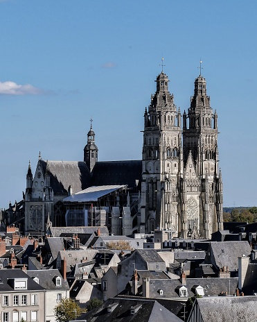 Saint-Gatien Cathedral of the city of Tours, seen from the roof of the library.