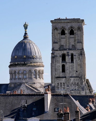 Panorama of the city of Tours, with the Charlemagne Tower and the Basilica of St. Martin.