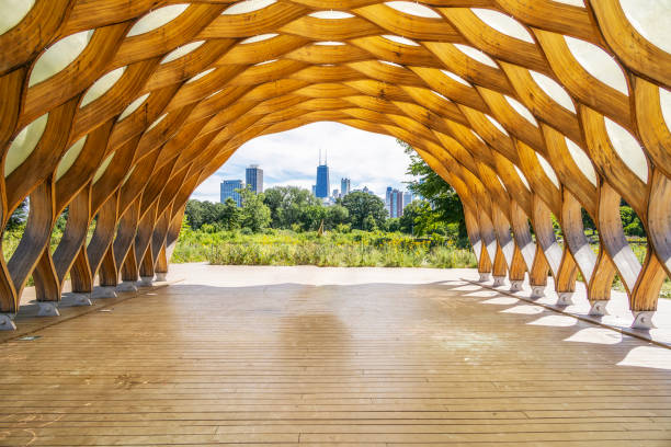 istock View of Chicago through a honeycomb pavilion 1426013039