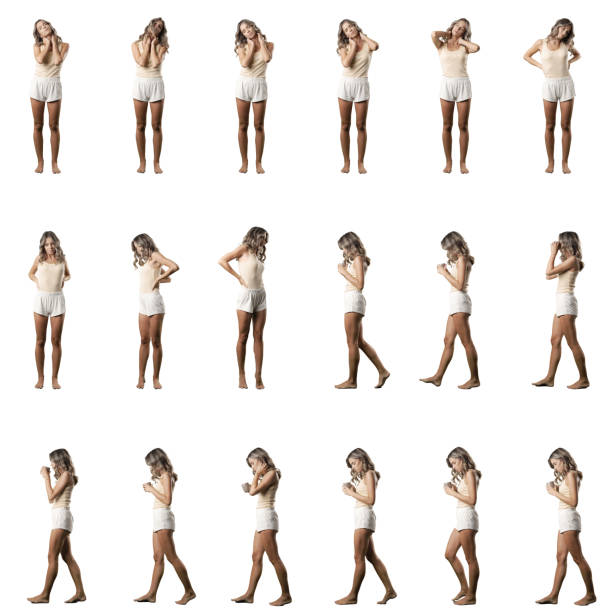 istock Young woman with neck pain stretching back and side view walking drinking coffee. 1426016690