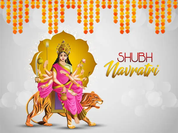 Vector illustration of Vector illustration of goddess for happy navratri