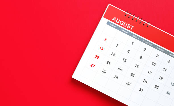 istock 2023 August Calendar On Red Background 1426022381