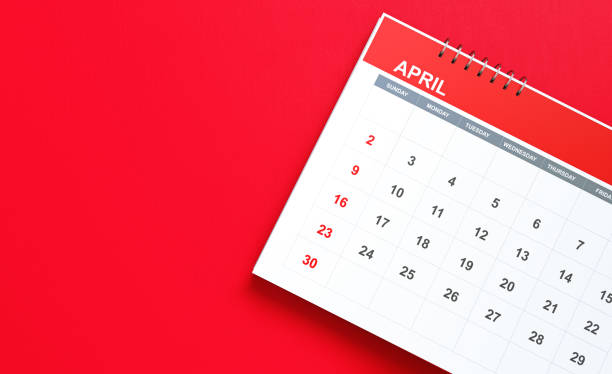 istock 2023 April Calendar On Red Background 1426023575
