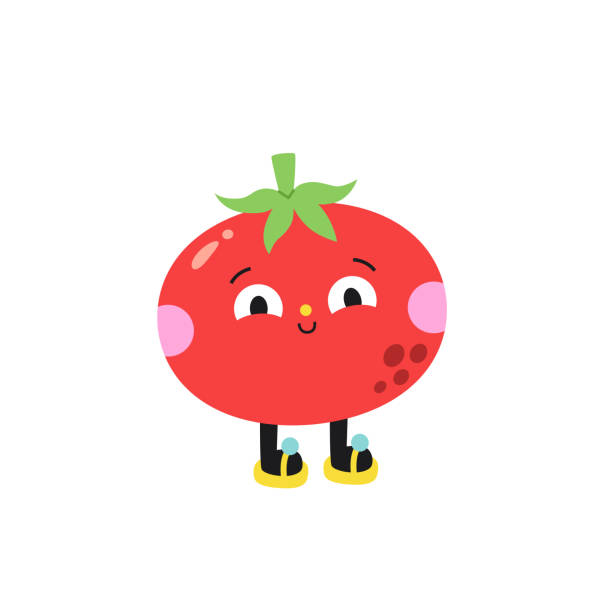Cute cartoon tomato illustration on a white background. Cute cartoon tomato illustration on a white background. Funny colorful character. tomato face stock illustrations