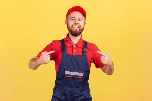 istock Confident worker man standing and pointing at himself, bragging about the result of his work. 1426025477