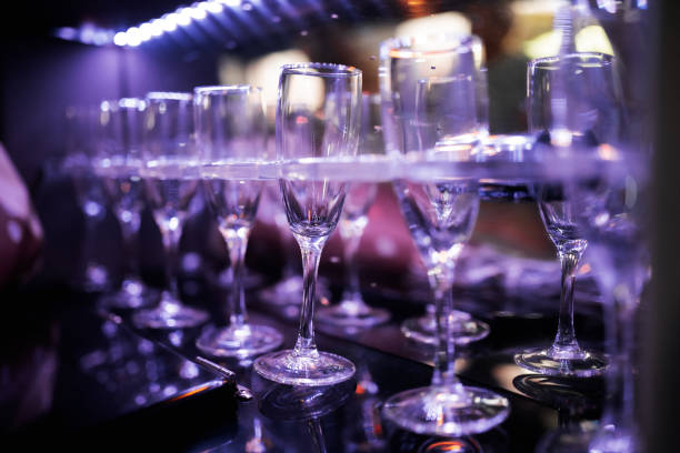 istock wine glasses in shelf above a bar rack in restaurant 1426039553