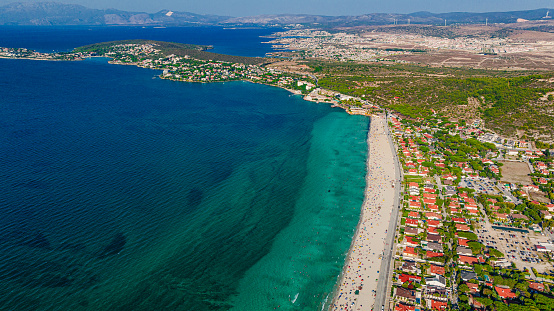 Aerial view of Ilica beach, Cesme, İzmir