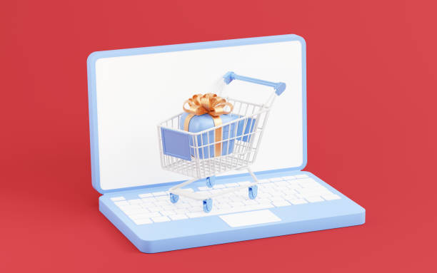 istock Shopping cart with gift boxes, 3d rendering. 1426052094