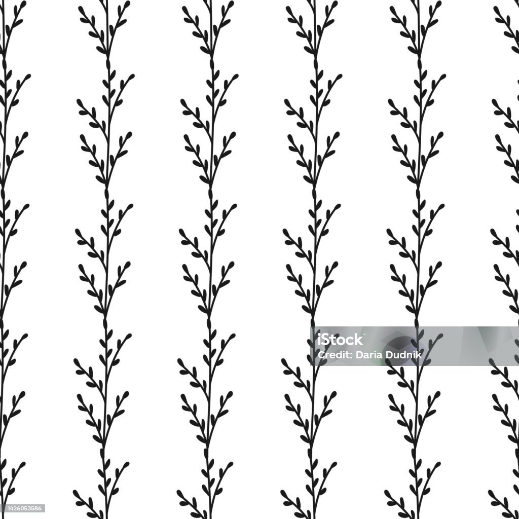 Twigs Pattern Abstract Twig Hand Drawn Black And White Seamless Pattern Stock ...