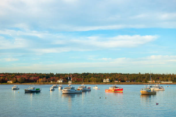 Prospect Harbor, USA - October 11, 2021. Marina at Prospect Harbor in Autumn, Maine, USA