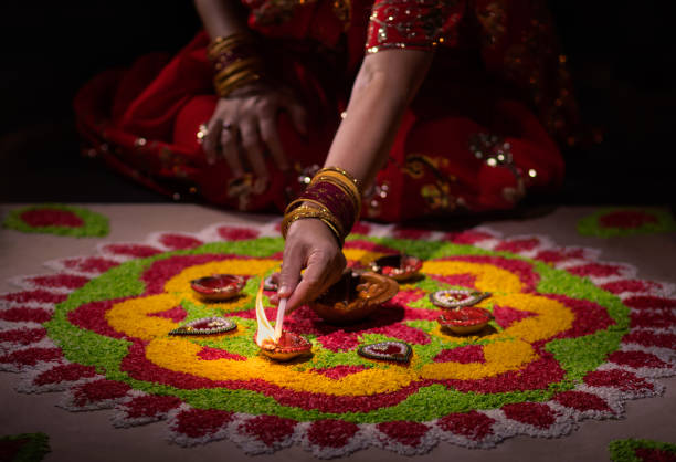 istock Traditional diya lamps lit during diwali celebration 1426058739