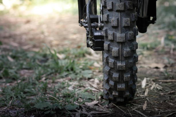 Motocross wheel on a mound road. copyspace for your individual text.