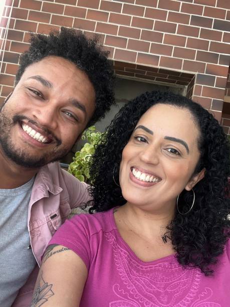 istock Heterosexual couple making selfie at home. POV 1426068023