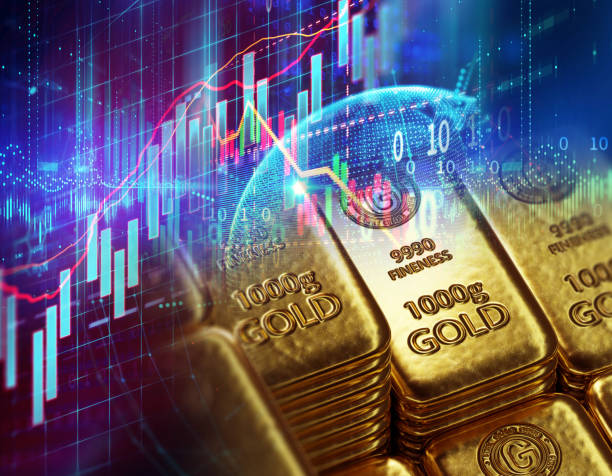 stack of shiny gold bars on financial gold price graph 3d illustration stack of shiny gold bars on financial gold price graph ,concept of safe heaven investment , 3d illustration precious metals stock pictures, royalty-free photos & images