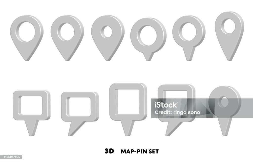 Map Pin Systems Threedimensional Monochrome Map Pin Set Stock Illustration - Download ...