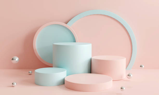 istock Platforms pink blue pastel. Minimal scene with four podiums. 1426082381