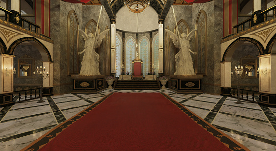3D illustration fantasy royal palace interior