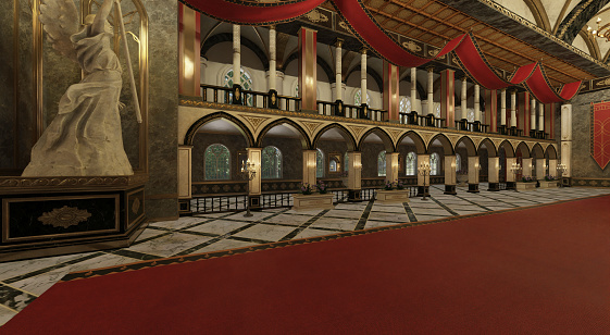 3D illustration fantasy royal palace interior