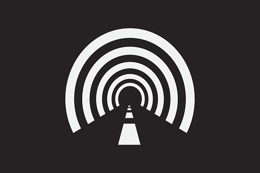 simple elegant tunnel road logo, perspective concept design