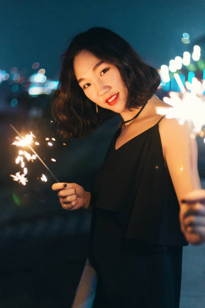 istock A woman having fun with a fireworks stick at night 1426097374