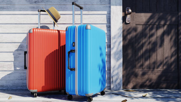 istock two tour luggage in outside, 3d rendering 1426104042