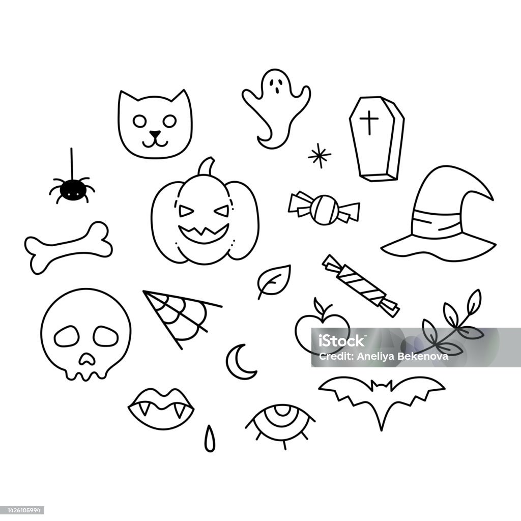 Khung Halloween Theo Phong Cách Doodle Dễ Thương Minh Họa Vector ...