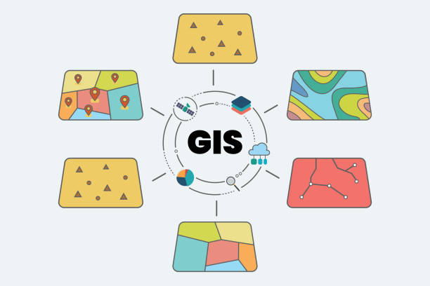 GIS Spatial Data Layers Concept vector art illustration