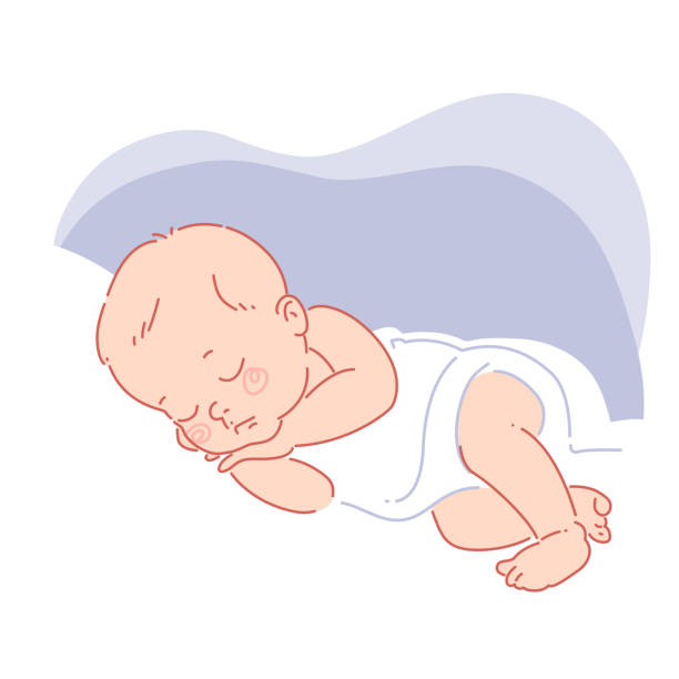 illustrazioni stock, clip art, cartoni animati e icone di tendenza di piccolo bambino carino che dorme, avvolto in una coperta - baby blanket illustrations