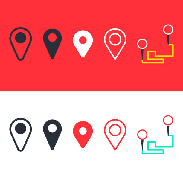 Location pin vector icon set. Point navigation GPS mark or symbol. Tag for direction place. Position element. Map. Location pin vector icon set. Point navigation GPS mark or symbol. Tag for direction place. Position element. Map. surgical pin stock illustrations