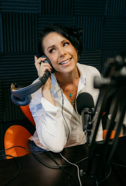 istock Woman works in a radio interview studio 1426118392
