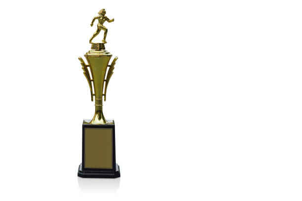 istock front view golden cup on white background, fashion decor, gift, object, vintage, copy space 1426121473