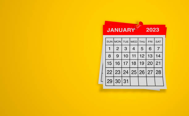 istock January 2023 calendar on yellow background 1426124609
