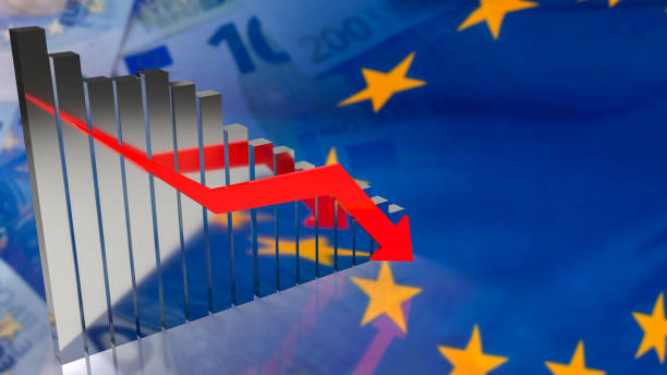 istock The business chart arrow down on EURO flag background  3d rendering 1426125323